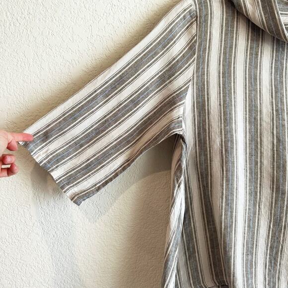 Bryn Walker 100% Linen Top Small Oversized Lagenlook Minimalist Coastal Striped - Picture 3 of 10